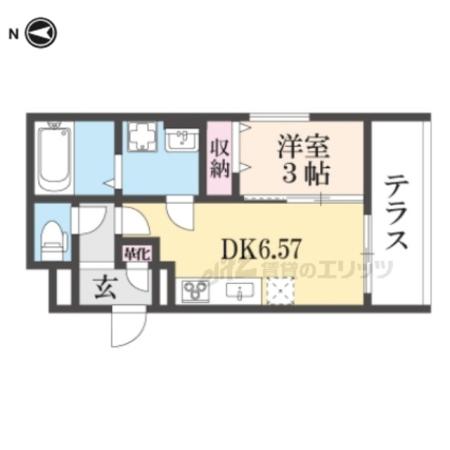 THE CITY京都醍醐(1DK/1階)の間取り写真