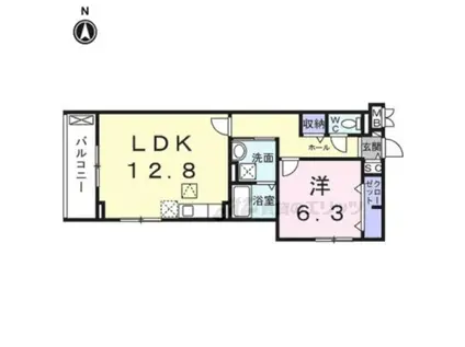 リボーン明誠(1LDK/1階)の間取り写真