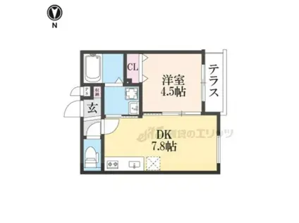 グランツ東福寺(1LDK/1階)の間取り写真