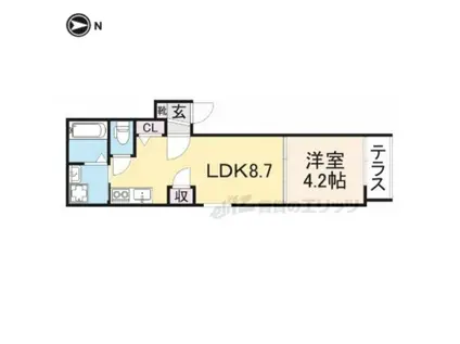ルミエール鴻池新田(1LDK/1階)の間取り写真