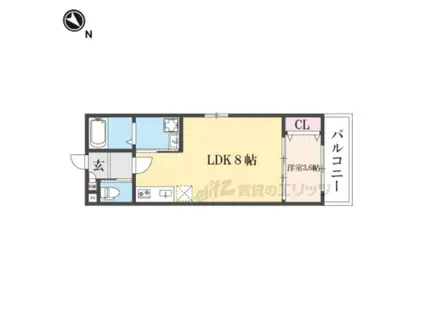 ALEGRIA古川橋(1LDK/3階)の間取り写真
