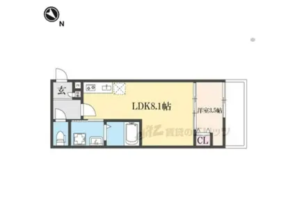 ALEGRIA古川橋(1LDK/1階)の間取り写真