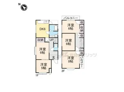 近鉄けいはんな線 生駒駅 徒歩30分 2階建 築47年(5DK)の間取り写真