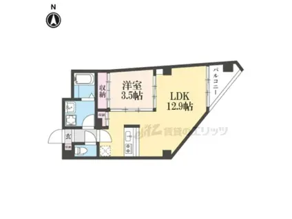 グレースビーコン大宮(1LDK/4階)の間取り写真