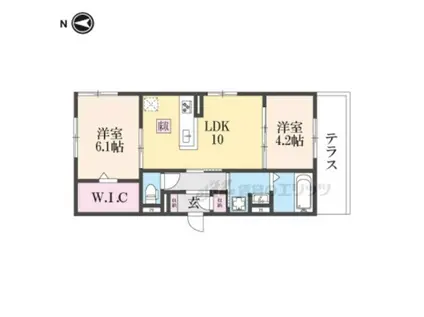 ヌーベル・ヴィー侍従池(2LDK/1階)の間取り写真