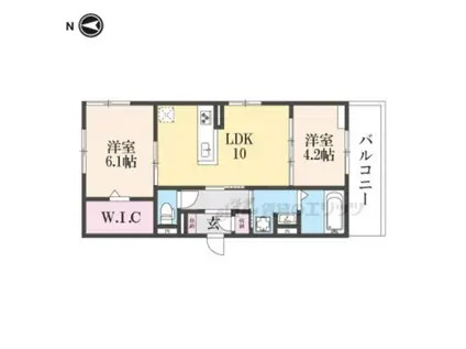 ヌーベル・ヴィー侍従池(2LDK/2階)の間取り写真