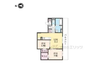 ヌーベル・ヴィー侍従池(2LDK/3階)の間取り写真