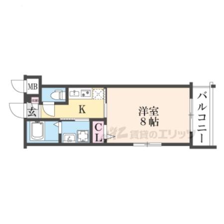 CREST TAPP京都丹波口(1K/1階)の間取り写真