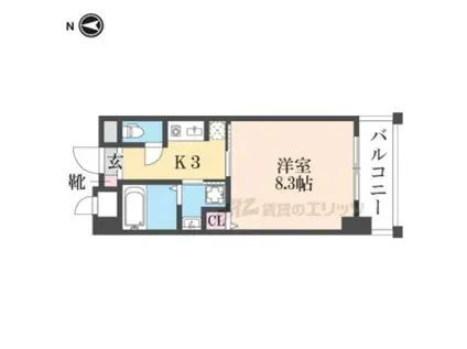 アーデン塚口(1K/9階)の間取り写真