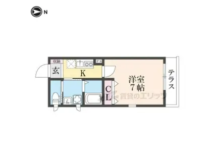 サングラン北浜(1K/1階)の間取り写真