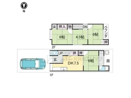 阪急電鉄京都線 長岡天神駅 徒歩4分 2階建 築45年(4DK)の間取り写真