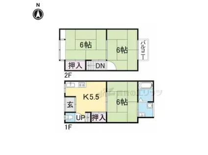 京阪電気鉄道宇治線 観月橋駅 徒歩17分 2階建 築53年(3DK)の間取り写真