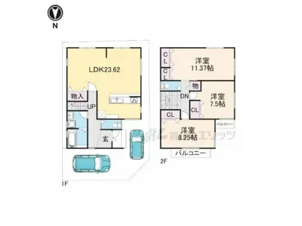 京阪電気鉄道京阪線 淀駅 徒歩13分 2階建 築1年(3LDK)の間取り写真