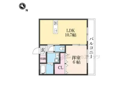 カーサ・フェリーチェ長岡京(1LDK/2階)の間取り写真