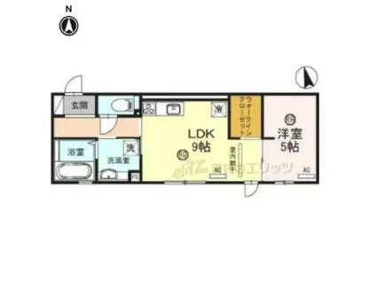 ラピスラズリ(1LDK/2階)の間取り写真