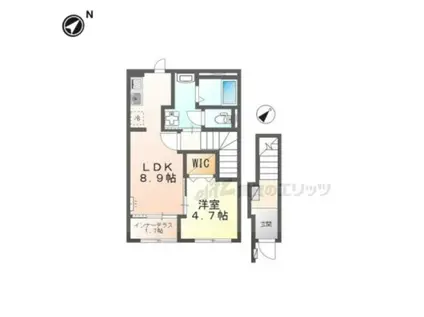 ルミエール・ドール 輝(1LDK/2階)の間取り写真