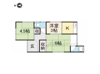 近鉄大阪線 築山駅 徒歩11分 2階建 築57年(3K)の間取り写真