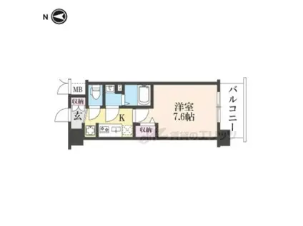 ソルテラス京都JUJO薫(1K/2階)の間取り写真