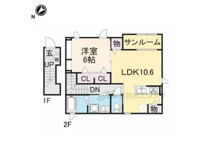 カーサフィオーレ一番館(1LDK/2階)の間取り写真