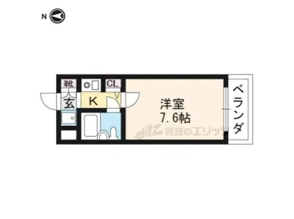 DETOM-1 西陣(1K/2階)の間取り写真