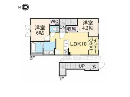 メゾン・ド・ヴェルデ若江(2LDK/2階)の間取り写真