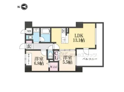 ティマー・レジデンシィ塚口(2LDK/2階)の間取り写真