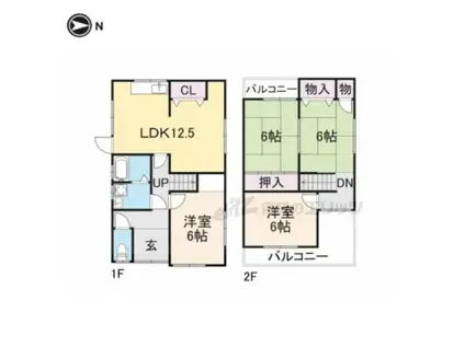 桜井線 京終駅 徒歩20分 2階建 築47年(4LDK)の間取り写真