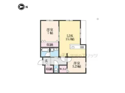 木津清水A棟アパート(2LDK/1階)の間取り写真