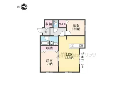 木津清水A棟アパート(2LDK/2階)の間取り写真