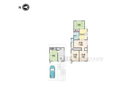 近鉄生駒線 生駒駅 徒歩26分 2階建 築54年(5DK)の間取り写真