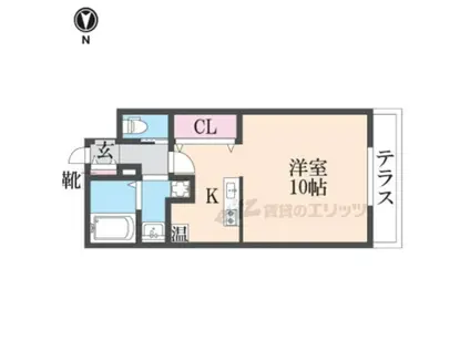 エアルレジデンス(1K/1階)の間取り写真