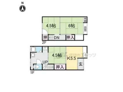 京都市東西線 石田駅(京都市営) 徒歩8分 2階建 築58年(3K)の間取り写真