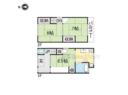 京阪電気鉄道京阪線 中書島駅 徒歩6分 2階建 築45年(3DK)の間取り写真