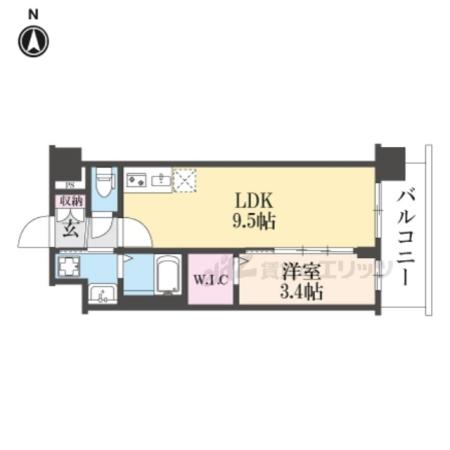 ソルテラス京都JUJO華(1LDK/2階)の間取り写真