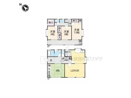 関西本線 三郷駅(奈良) 徒歩3分 2階建 築46年(4LDK)の間取り写真