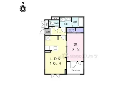 アプリコット(1LDK/2階)の間取り写真