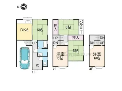 奈良線 山城青谷駅 徒歩14分 3階建 築35年(5DK)の間取り写真