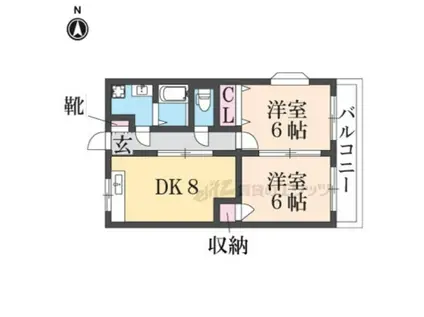 サンライズヴィレッジ(2DK/2階)の間取り写真