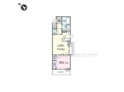 パインオークC棟(1LDK/1階)の間取り写真