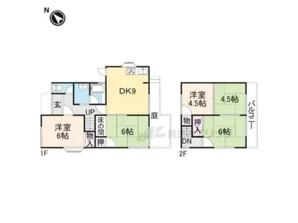 近鉄大阪線 関屋駅(奈良) 徒歩4分 2階建 築44年(5DK)の間取り写真