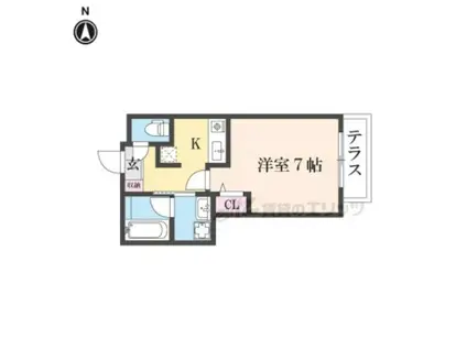 メゾンドゥース丹波橋(1K/1階)の間取り写真