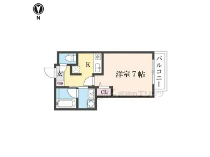 メゾンドゥース丹波橋(1K/3階)の間取り写真