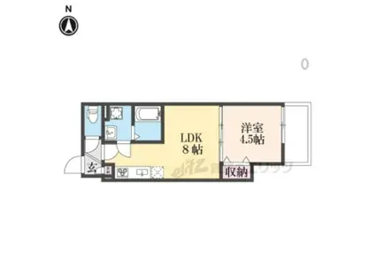 クレアール八戸ノ里(1LDK/2階)の間取り写真