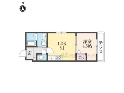 サクシード伏見京橋2ND(1LDK/1階)の間取り写真