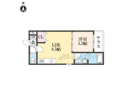 D PORTA HORTENSIA(1LDK/1階)の間取り写真