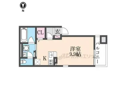 カルバスヴィラージュ(ワンルーム/2階)の間取り写真