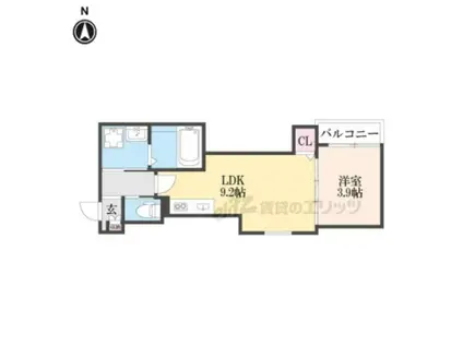 GRAND SUN(1LDK/3階)の間取り写真