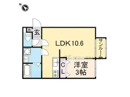 クオーレ本町(1LDK/1階)の間取り写真