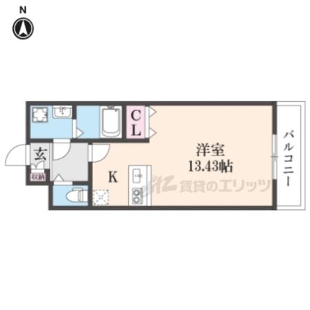 モンテレジデンス西陣(ワンルーム/2階)の間取り写真