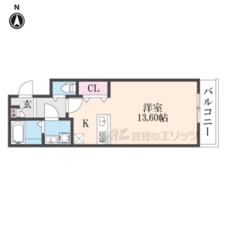 モンテレジデンス西陣(ワンルーム/3階)の間取り写真